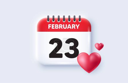 Illustration for 23th day of the month icon. Calendar date 3d icon. Event schedule date. Meeting appointment time. 23th day of February month. Calendar event reminder date. Vector - Royalty Free Image