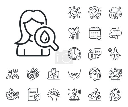 Illustration for Skin care sign. Online doctor, patient and medicine outline icons. Moisturizing face cream line icon. Cosmetic lotion symbol. Moisturizing cream line sign. Vector - Royalty Free Image