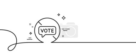 Téléchargez les illustrations : Arrêtez de voter ligne icône. Continu une ligne avec boucle. Ne votez pas. Pas de symbole d'élection publique. Arrêtez de voter un seul ruban de contour. Courbe de boucle. Vecteur - en licence libre de droit