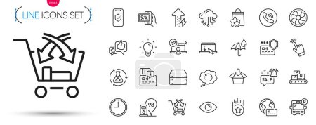 Illustration for Pack of Energy growing, Wholesale goods and Chemistry experiment line icons. Include Image album, Card, Loyalty points pictogram icons. Cross sell, Online access, Loyalty star signs. Vector - Royalty Free Image