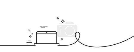 Illustration for Laptop computer icon. Continuous one line with curl. Notebook sign. Portable personal computer symbol. Laptop single outline ribbon. Loop curve pattern. Vector - Royalty Free Image