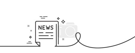 Illustration for Fake news line icon. Continuous one line with curl. Propaganda conspiracy newspaper sign. Wrong truth symbol. Fake news single outline ribbon. Loop curve pattern. Vector - Royalty Free Image
