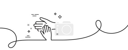 Illustration for Volunteer care line icon. Continuous one line with curl. Helping hand sign. Hospice symbol. Volunteer single outline ribbon. Loop curve pattern. Vector - Royalty Free Image