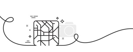Illustration for Metro map line icon. Continuous one line with curl. Underground subway sign. Transit topological map symbol. Metro map single outline ribbon. Loop curve pattern. Vector - Royalty Free Image