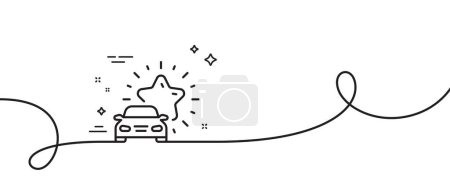 Illustration for Car review line icon. Continuous one line with curl. Best transport service sign. Delivery rating symbol. Car review single outline ribbon. Loop curve pattern. Vector - Royalty Free Image