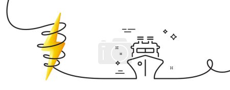 Illustration for Ship line icon. Continuous one line with curl. Watercraft transport sign. Shipping symbol. Ship single outline ribbon. Loop curve with energy. Vector - Royalty Free Image