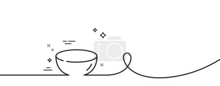Illustration for Bowl dish line icon. Continuous one line with curl. Tableware plate sign. Food kitchenware symbol. Bowl dish single outline ribbon. Loop curve pattern. Vector - Royalty Free Image