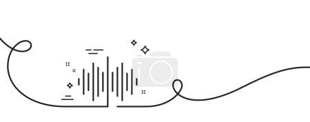 Ilustración de Icono de línea de onda sonora. Continuo una línea con rizo. Señal de pista de audio. Símbolo de música. Sonido de onda única cinta de contorno. Patrón de curva de bucle. Vector - Imagen libre de derechos