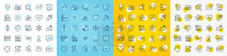 Illustration for Vector icons set of Windy weather, 360 degree and Heartbeat line icons pack for web with Co2 gas, Snowflake, Timer outline icon. Megaphone, Electronic thermometer, Puzzle pictogram. Vector - Royalty Free Image