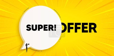Illustration for Super tag. Chat speech bubble banner. Special offer sign. Best value promotion symbol. Super speech bubble message. Talk box background. Vector - Royalty Free Image