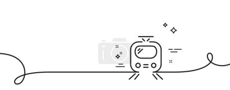 Illustration for Train transport line icon. Continuous one line with curl. Public transportation sign. Tram symbol. Train single outline ribbon. Loop curve pattern. Vector - Royalty Free Image