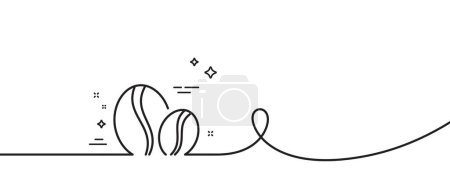 Coffee beans line icon. Continuous one line with curl. Hot drink sign. Whole bean beverage symbol. Coffee beans single outline ribbon. Loop curve pattern. Vector