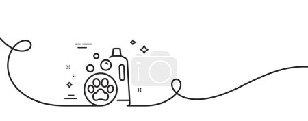 Illustration for Pet shampoo line icon. Continuous one line with curl. Pets care sign. Dog cleaning symbol. Pet shampoo single outline ribbon. Loop curve pattern. Vector - Royalty Free Image