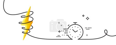 Illustration for Timer line icon. Continuous one line with curl. Time management sign. Stopwatch symbol. Timer single outline ribbon. Loop curve with energy. Vector - Royalty Free Image