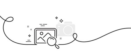 Illustration for Search photo line icon. Continuous one line with curl. Find image or picture sign. Search photo single outline ribbon. Loop curve pattern. Vector - Royalty Free Image