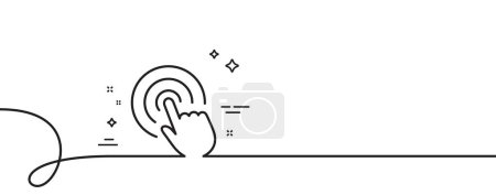 Illustration for Hand Click line icon. Continuous one line with curl. Finger touch sign. Cursor pointer symbol. Click single outline ribbon. Loop curve pattern. Vector - Royalty Free Image