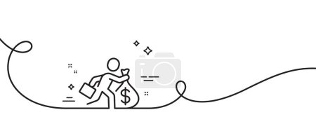 Illustration for Salary line icon. Continuous one line with curl. Business wages sign. Cash money bribe symbol. Salary single outline ribbon. Loop curve pattern. Vector - Royalty Free Image