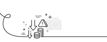 Illustration for Deflation line icon. Continuous one line with curl. Economic crisis sign. Income reduction symbol. Deflation single outline ribbon. Loop curve pattern. Vector - Royalty Free Image