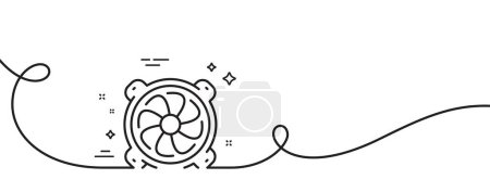 Illustration for Computer cooler line icon. Continuous one line with curl. PC fan component sign. Computer fan single outline ribbon. Loop curve pattern. Vector - Royalty Free Image