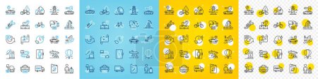 Illustration for Vector icons set of Car parking, Packing things and Rise price line icons pack for web with Lighthouse, Charging time, Roller coaster outline icon. Car key, 24 hours, Free delivery pictogram. Vector - Royalty Free Image