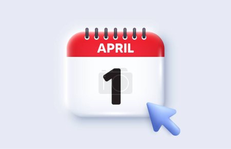 1st day of the month icon. Calendar date 3d icon. Event schedule date. Meeting appointment time. 1st day of April month. Calendar event reminder date. Vector