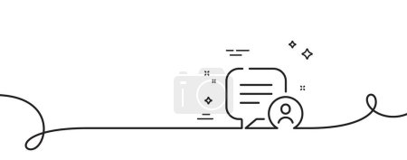 Illustration for Chat bubble line icon. Continuous one line with curl. Speech dialogue box sign. Friend message symbol. Chat bubble single outline ribbon. Loop curve pattern. Vector - Royalty Free Image