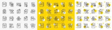Illustration for Copy files, Contract agreement, Passport. Documents line icons. CV interview, documents workflow, attachment clip icons. Change files, wrong document, bureaucracy and contract signature. Vector - Royalty Free Image