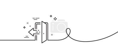 Illustration for Entrance line icon. Continuous one line with curl. Entry door sign. Building exit symbol. Entrance single outline ribbon. Loop curve pattern. Vector - Royalty Free Image