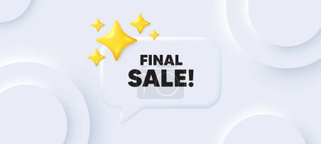 Illustration for Final Sale tag. Neumorphic background with chat speech bubble. Special offer price sign. Advertising Discounts symbol. Final sale speech message. Banner with 3d stars. Vector - Royalty Free Image