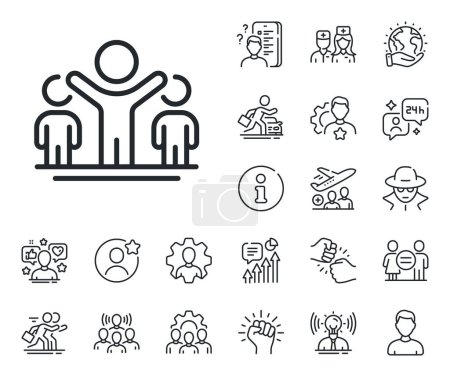 Illustration for Best success sign. Specialist, doctor and job competition outline icons. Winner line icon. First place symbol. Winner line sign. Avatar placeholder, spy headshot icon. Strike leader. Vector - Royalty Free Image