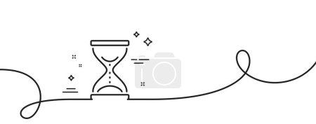 Illustration for Time hourglass line icon. Continuous one line with curl. Sand watch sign. Time hourglass single outline ribbon. Loop curve pattern. Vector - Royalty Free Image