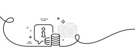 Illustration for Information line icon. Continuous one line with curl. Info speech bubble sign. Money inform symbol. Info single outline ribbon. Loop curve pattern. Vector - Royalty Free Image