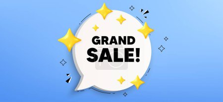 Illustration for Grand sale tag. Chat speech bubble banner. Special offer price sign. Advertising discounts symbol. Grand sale speech bubble message. Talk box infographics. Vector - Royalty Free Image