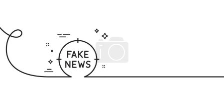 Illustration for Fake news line icon. Continuous one line with curl. Propaganda conspiracy target sign. Wrong truth symbol. Fake news single outline ribbon. Loop curve pattern. Vector - Royalty Free Image