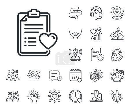 Illustration for Hospital patient history sign. Online doctor, patient and medicine outline icons. Medical survey line icon. Patient history line sign. Veins, nerves and cosmetic procedure icon. Intestine. Vector - Royalty Free Image