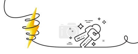 Illustration for Keys line icon. Continuous one line with curl. Door access lock sign. Buy new house symbol. Keys single outline ribbon. Loop curve with energy. Vector - Royalty Free Image