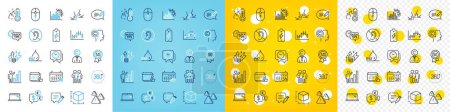 Illustration for Vector icons set of Message, Survey and Calendar graph line icons pack for web with 360 degrees, Waterproof, Candlestick graph outline icon. Chat bubble, Copyrighter. Vector - Royalty Free Image