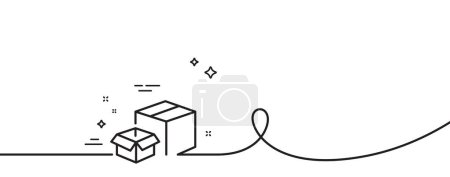 Illustration for Packing boxes line icon. Continuous one line with curl. Delivery parcel sign. Cargo box symbol. Packing boxes single outline ribbon. Loop curve pattern. Vector - Royalty Free Image