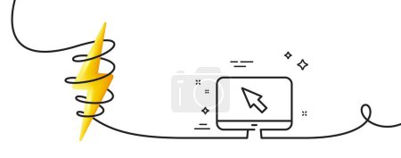 Illustration for Computer or Monitor icon. Continuous one line with curl. Mouse cursor sign. Personal computer symbol. Internet single outline ribbon. Loop curve with energy. Vector - Royalty Free Image