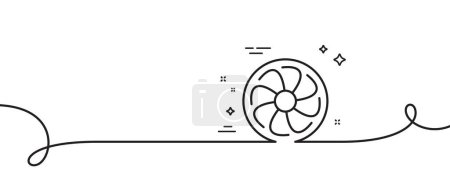 Illustration for Fan engine line icon. Continuous one line with curl. Jet turbine sign. Ventilator symbol. Fan engine single outline ribbon. Loop curve pattern. Vector - Royalty Free Image