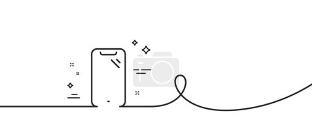 Illustration for Smartphone line icon. Continuous one line with curl. Phone sign. Mobile device symbol. Smartphone single outline ribbon. Loop curve pattern. Vector - Royalty Free Image