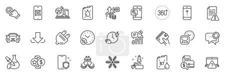 Illustration for Icons pack as Metro, Online question and Charging time line icons for app include Instruction manual, Download, Loyalty points outline thin icon web set. Employees messenger. Vector - Royalty Free Image