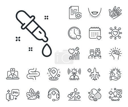 Illustration for Laboratory sign. Online doctor, patient and medicine outline icons. Chemistry pipette line icon. Analysis lab symbol. Chemistry pipette line sign. Veins, nerves and cosmetic procedure icon. Vector - Royalty Free Image