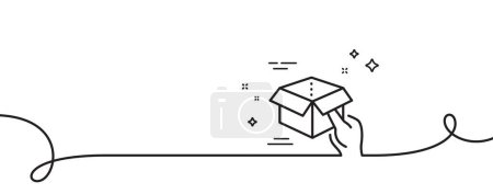 Illustration for Hold open box line icon. Continuous one line with curl. Delivery parcel sign. Cargo package symbol. Hold box single outline ribbon. Loop curve pattern. Vector - Royalty Free Image