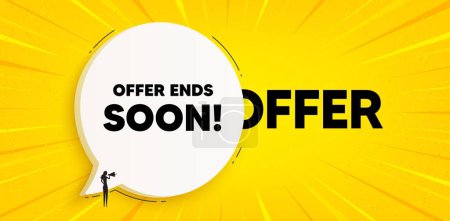 Illustration for Offer ends soon tag. Chat speech bubble banner. Special offer price sign. Advertising discounts symbol. Offer ends soon speech bubble message. Talk box background. Vector - Royalty Free Image