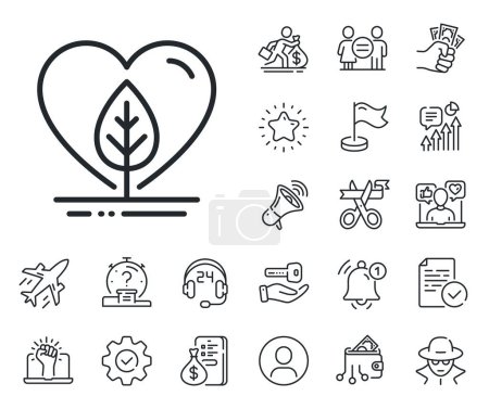 Illustration for Organic tested sign. Salaryman, gender equality and alert bell outline icons. Local grown line icon. Fair trade symbol. Local grown line sign. Spy or profile placeholder icon. Vector - Royalty Free Image