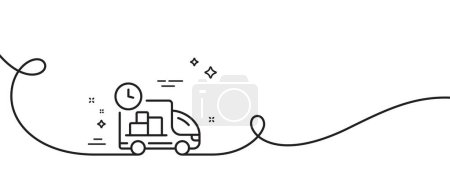 Illustration for Delivery line icon. Continuous one line with curl. Truck service sign. Express shipment symbol. Delivery single outline ribbon. Loop curve pattern. Vector - Royalty Free Image