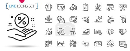 Illustration for Pack of Difficult stress, Payment and Discount banner line icons. Include Launder money, Business vision, Online tax pictogram icons. Deflation, Phishing, Account signs. Cash. Vector - Royalty Free Image