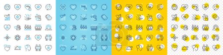 Illustration for Vector icons set of Update relationships, Say yes and Heart line icons pack for web with My love, Romantic dinner, Man love outline icon. Heart beat, Genders, Friendship pictogram. Vector - Royalty Free Image