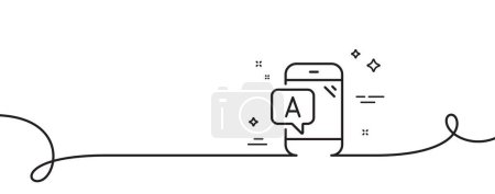 Illustration for Ab testing line icon. Continuous one line with curl. Ui phone test sign. Ab testing single outline ribbon. Loop curve pattern. Vector - Royalty Free Image